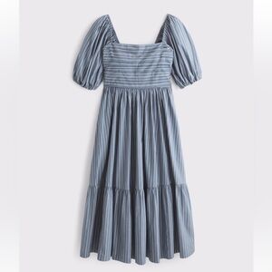 NWT Abercrombie & Fitch Emerson Poplin Puff Sleeve Midi Dress